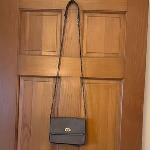 Gray Leather Crossbody Bag